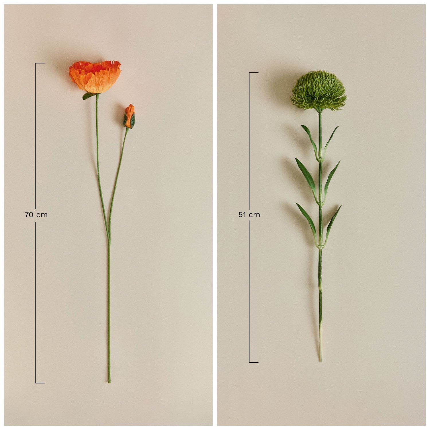 Elyndel — ramo de flores artificiales, color Naranja Azafrán — ficha de medidas